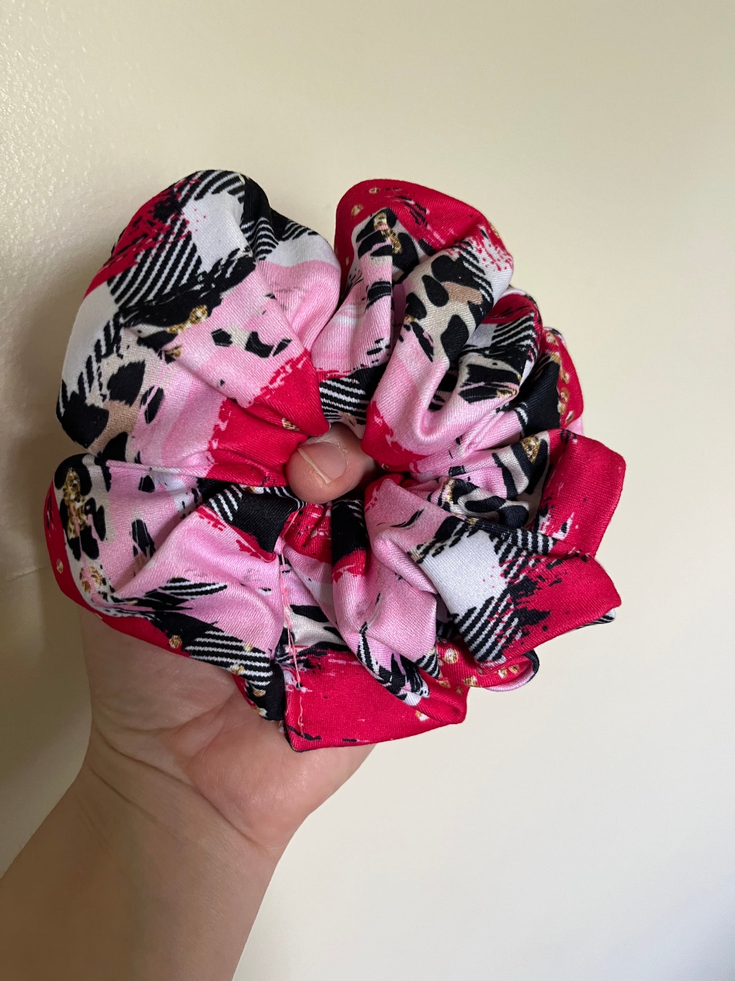 Plaid Pink Brushstrokes Scrunchie