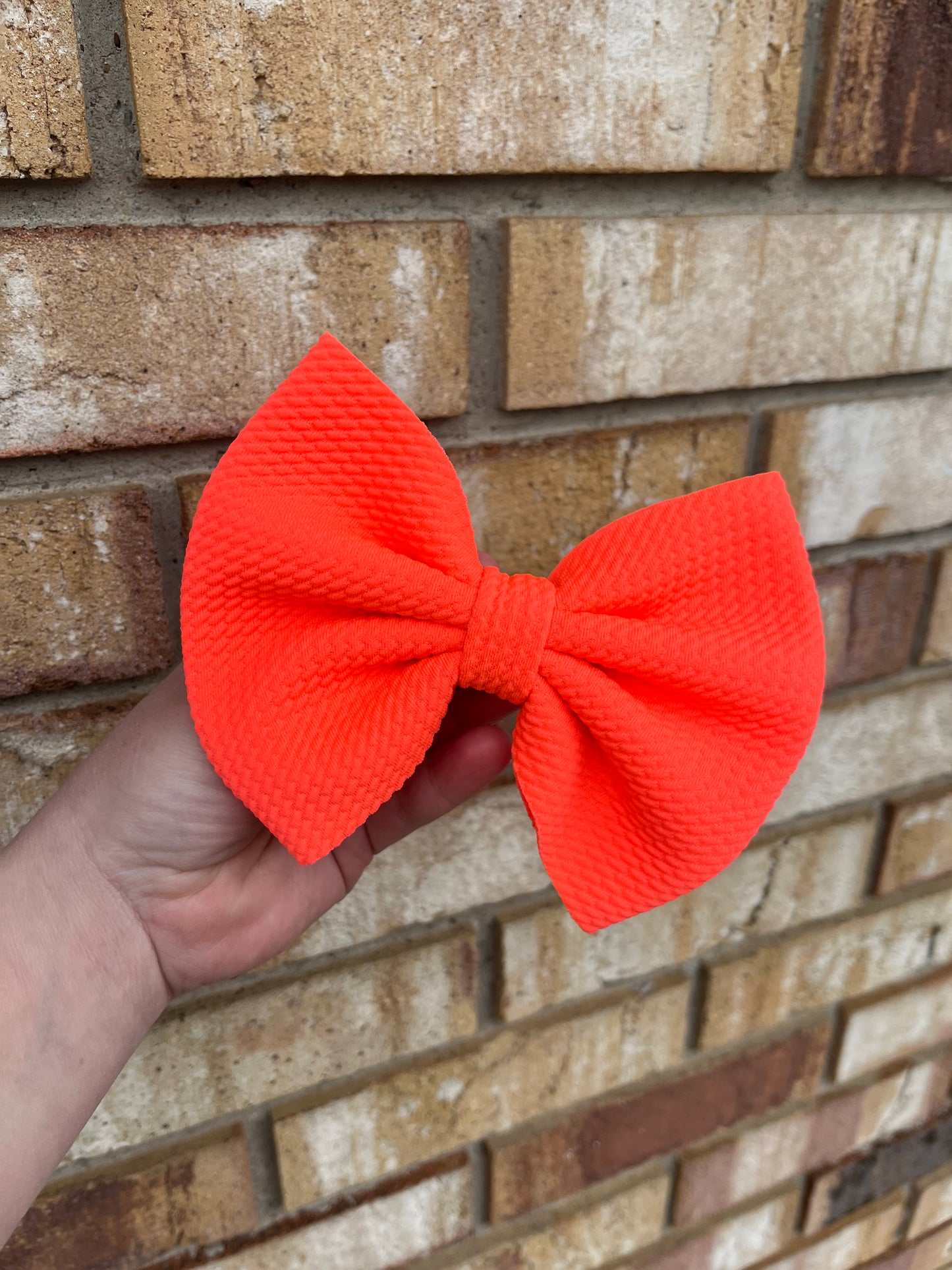 Neon Orange Clip In Bow