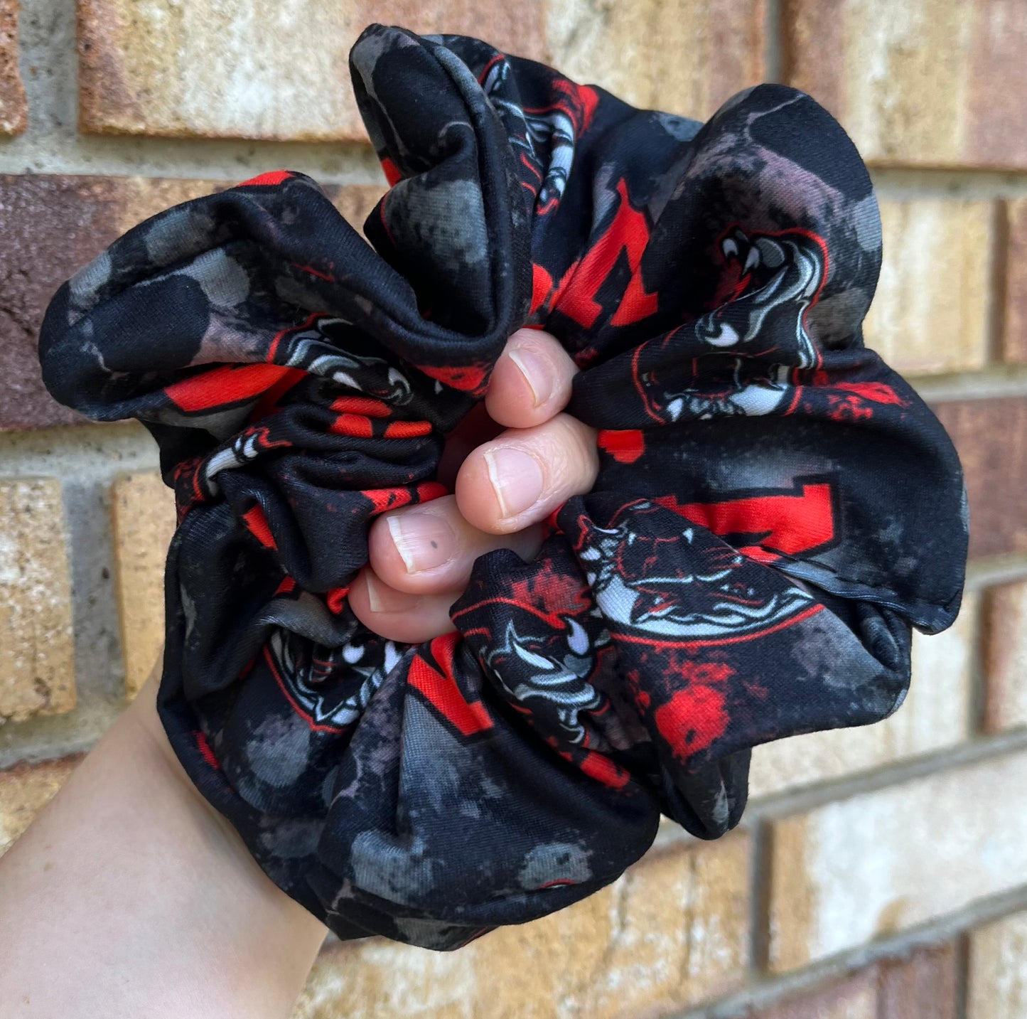 M Panthers Black And Red Scrunchie