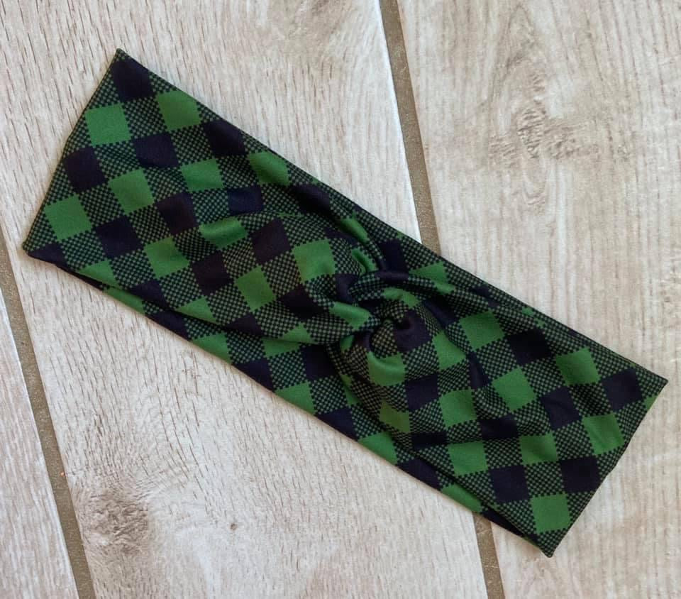 Green And Black Plaid Headband