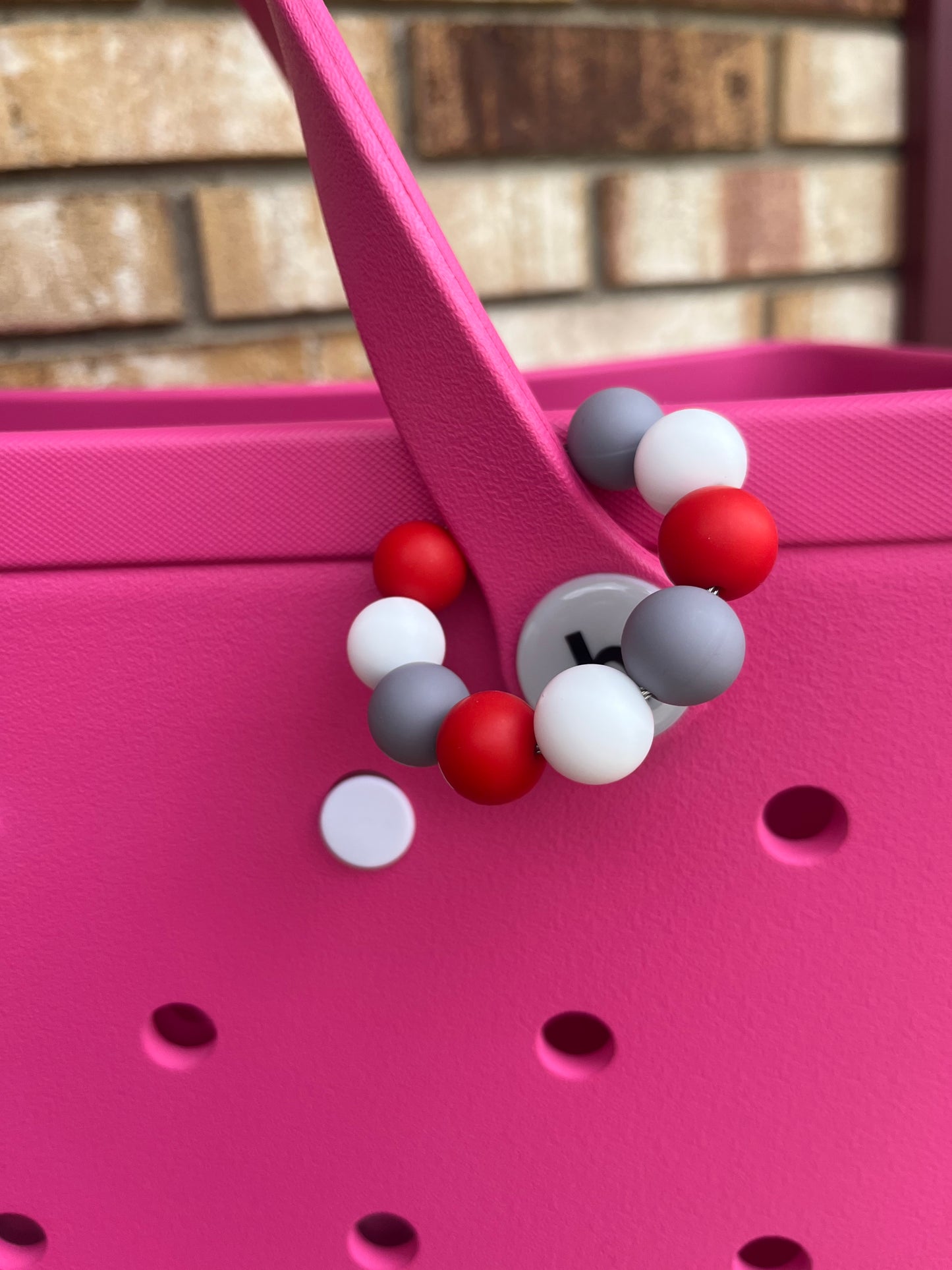 Red white and gray Cup/Bag Charm
