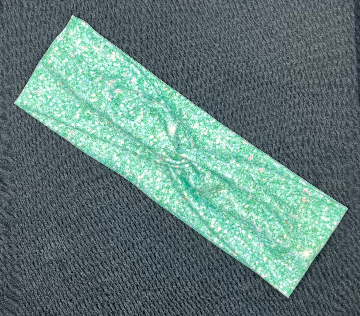 Teal Faux Glitter Headband