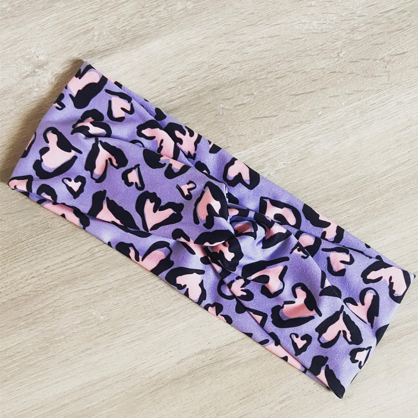 Purple Leopard Hearts Headband