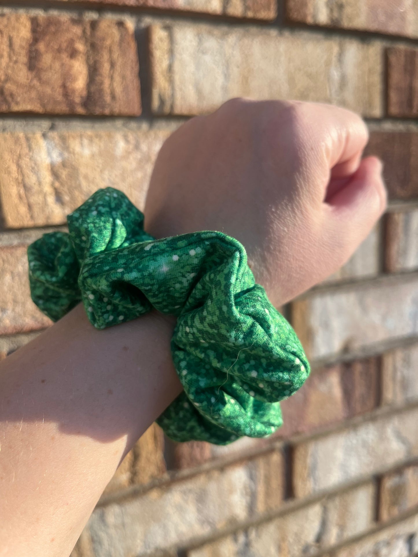 Green Faux Glitter Scrunchie