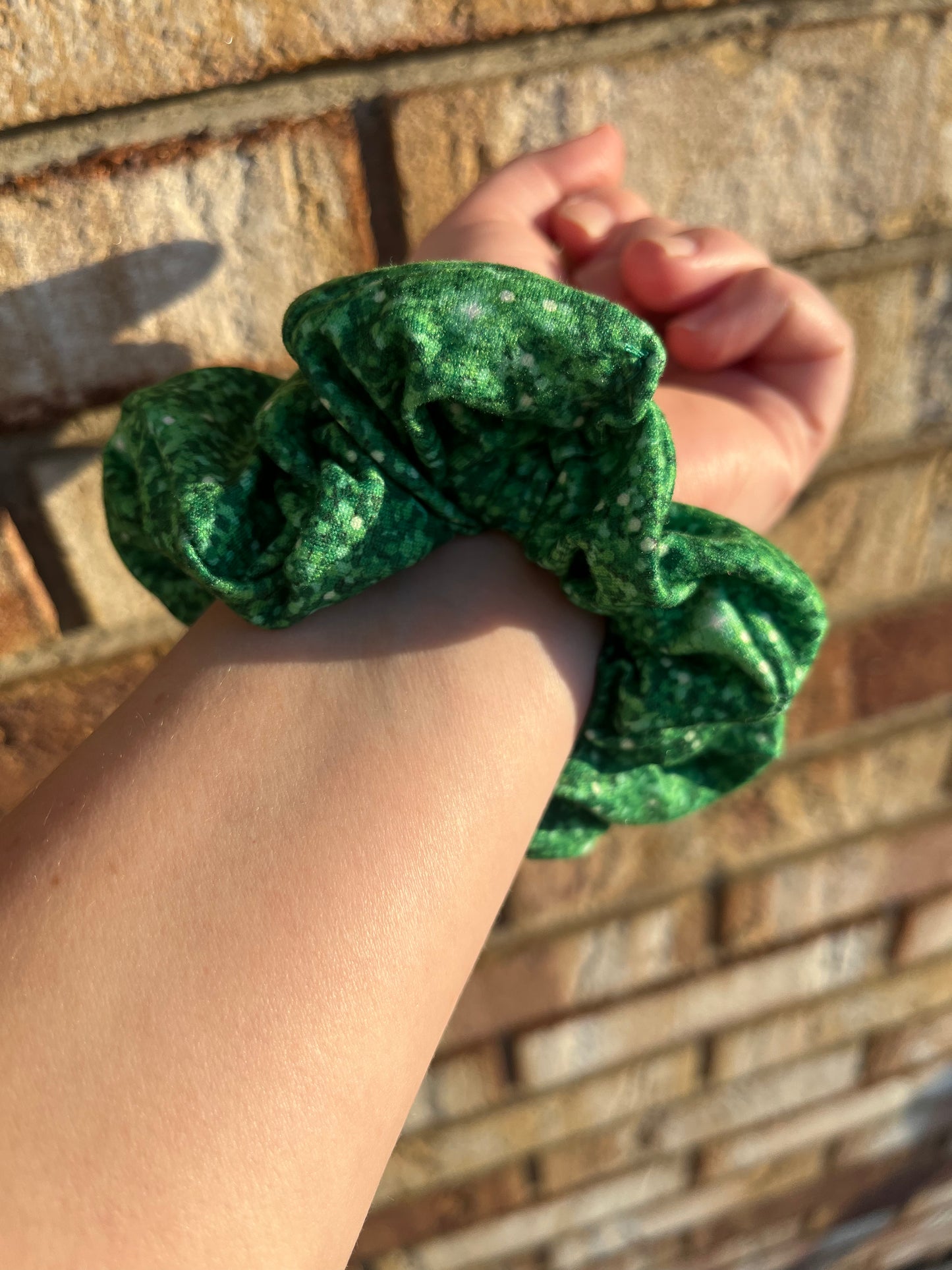 Green Faux Glitter Scrunchie