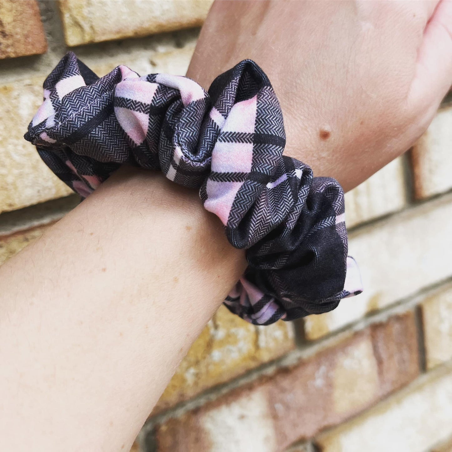 Pink Plaid Scrunchie