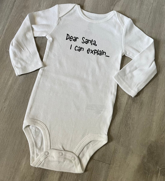 Dear Santa I Can Explain Onesie Long Sleeve