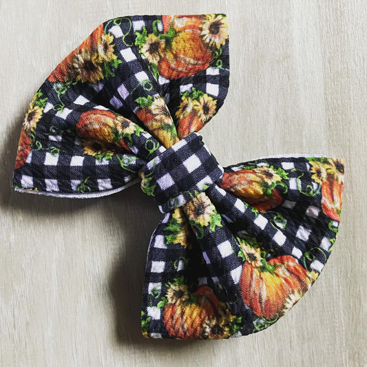 Pumpkin Patch Plaid Bow
