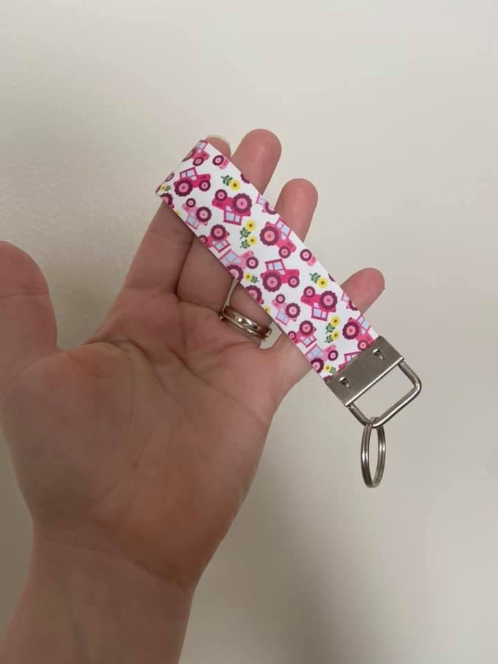Pink Tractor Key Fob