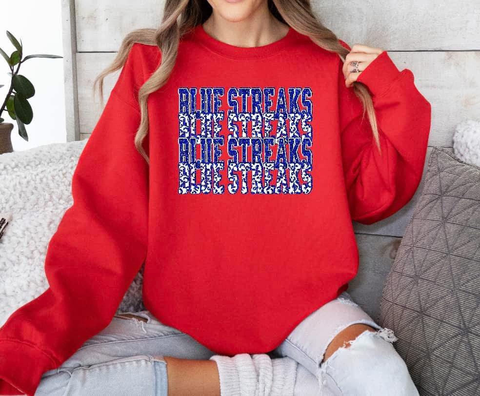 Blue Streaks Glitter Crew