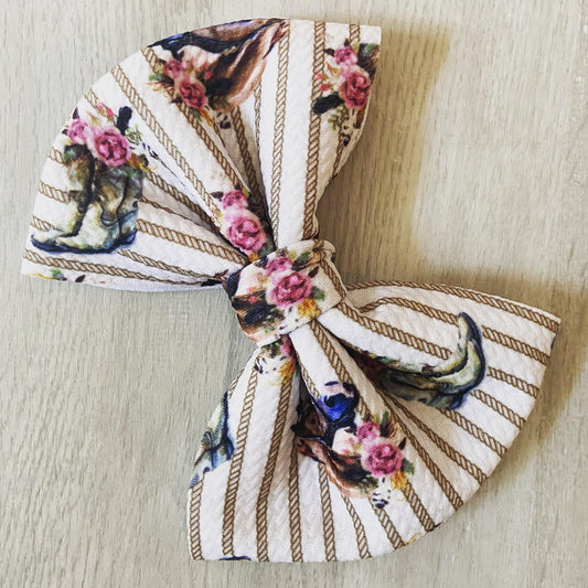 Horses And Boots Clip In Bow