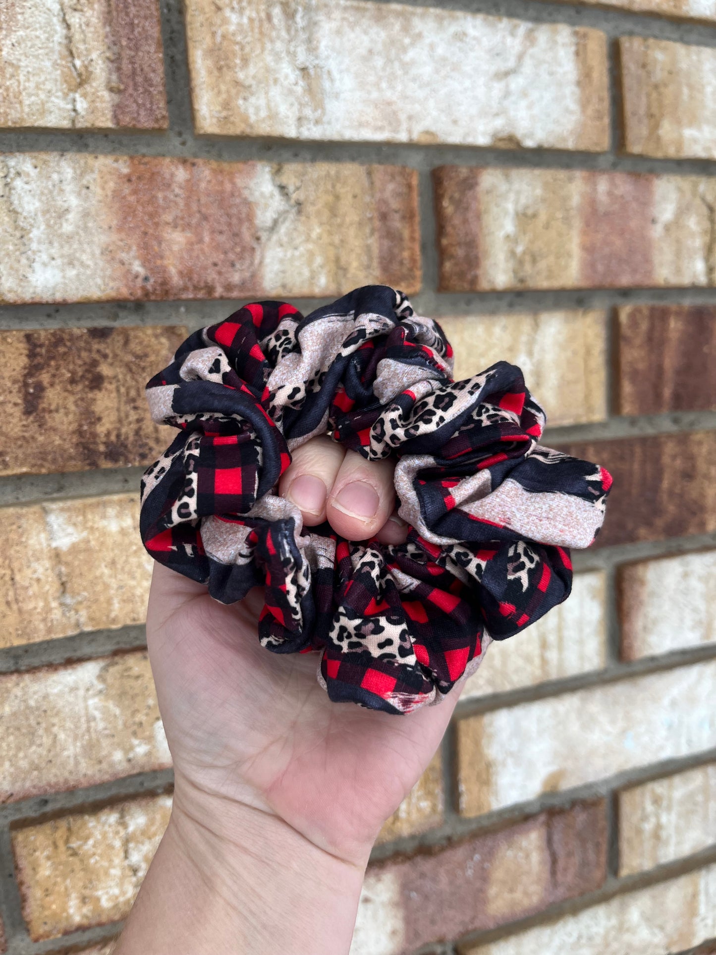 Christmas Plaid Brushstroke Scrunchie