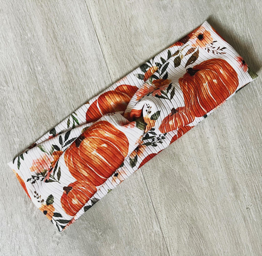 Fall Pumpkin Floral Headband