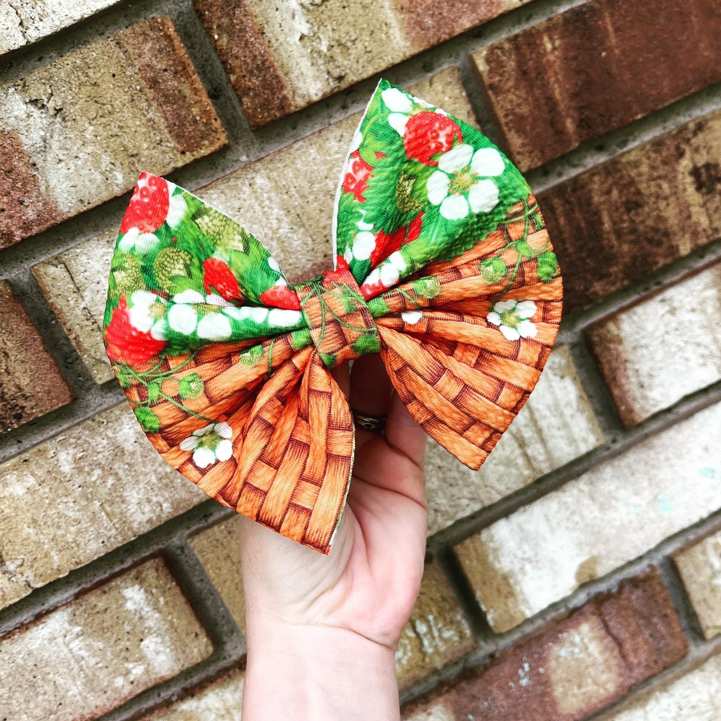 Strawberry Basket Clip In Bow