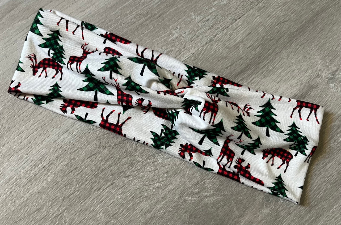 Plaid Deer And Trees Headband