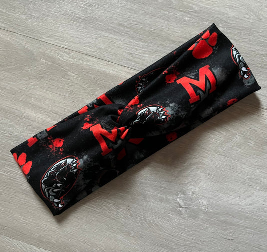 M Panthers Black And Red Headband