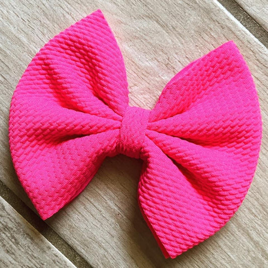 Neon Pink Clip In Bow