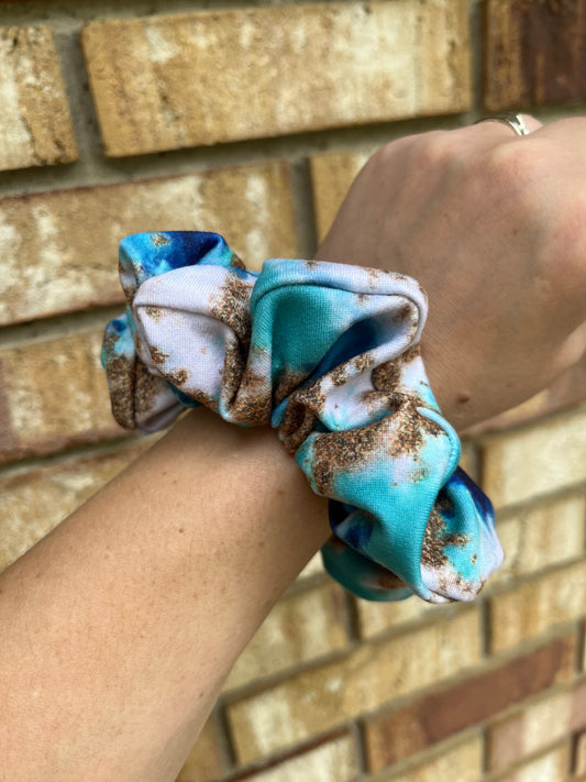 Turquoise And Gold Scrunchie