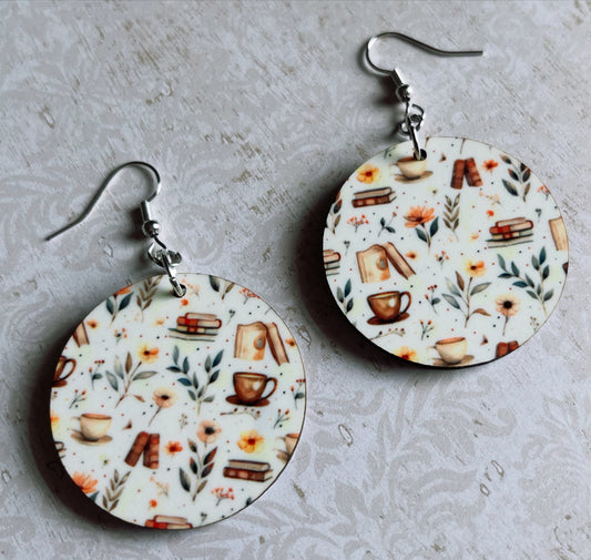 Coffee and Books earrings