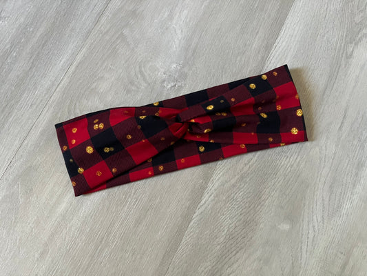 Buffalo Plaid Dots Headband