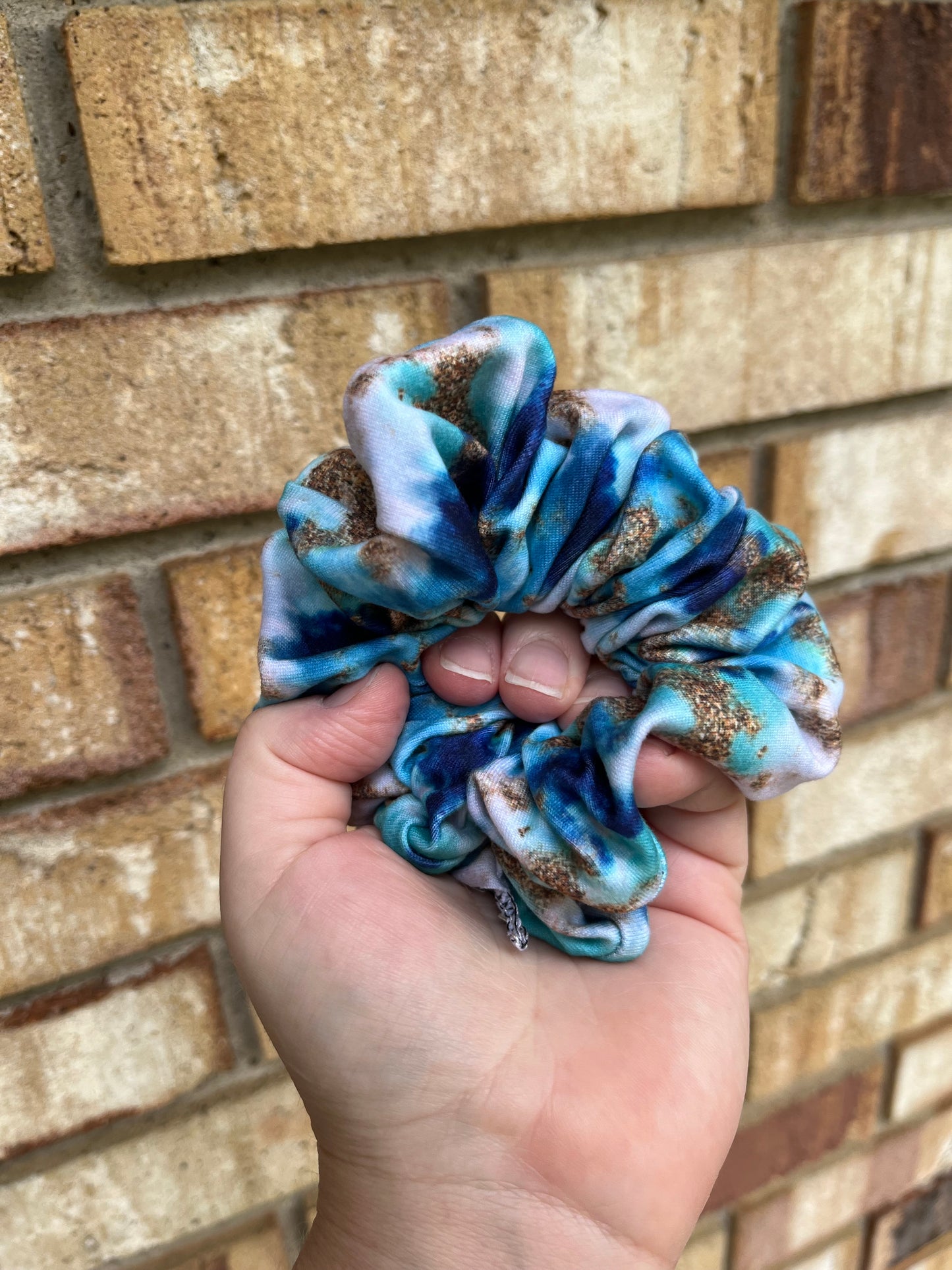 Turquoise And Gold Scrunchie