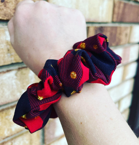 Buffalo Plaid Dots Scrunchie