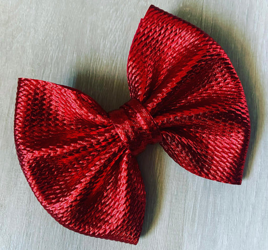 Red Metallic Clip In Bow